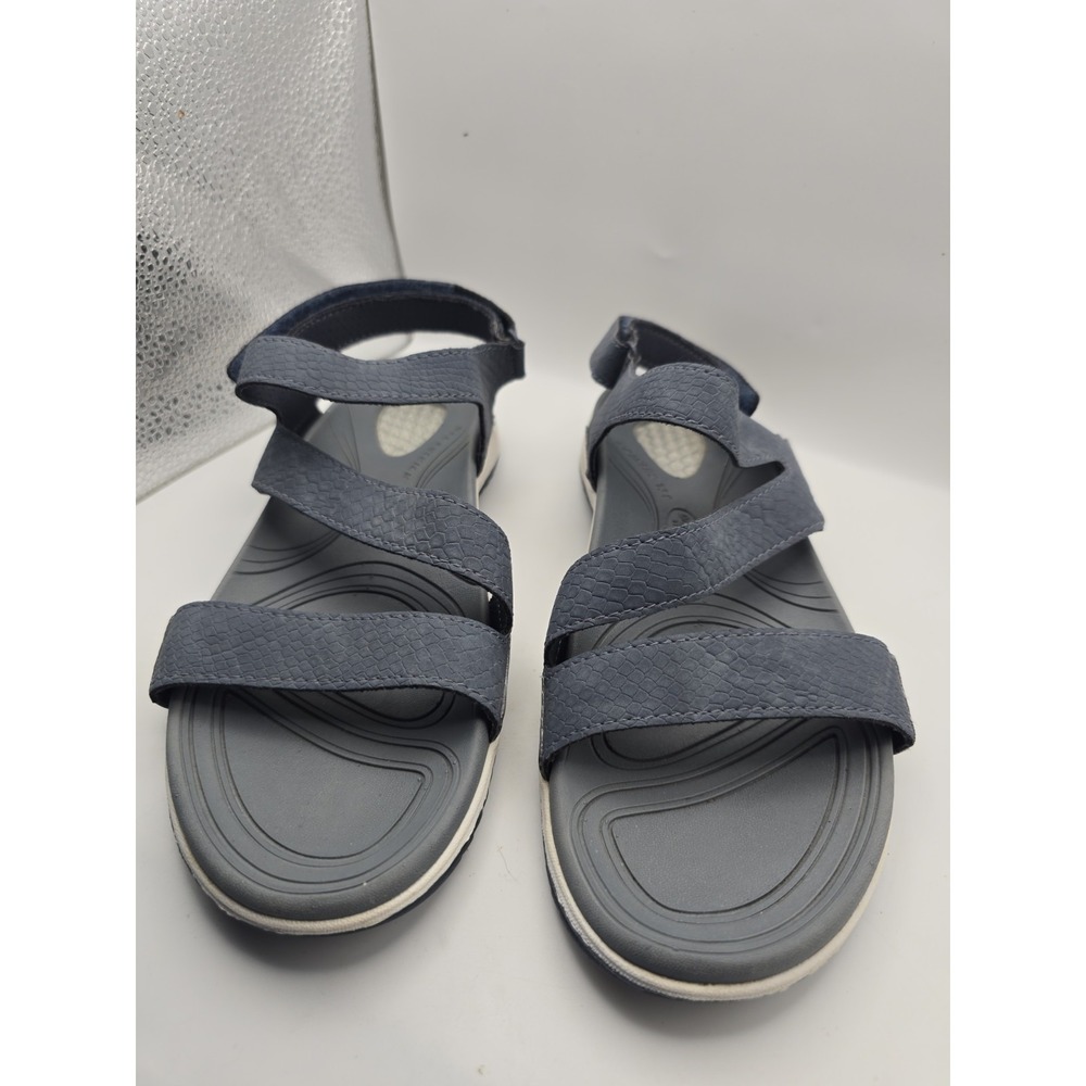 Dr. Scholl's Day Trip Strap Womens Casual Sandal Size 8.0 Med Blue Gray Lizard